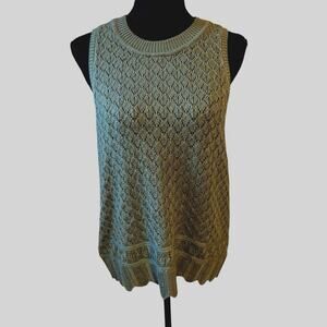 Grey Collective Sleeveless Sweater XL Green Acrylic Blend Relaxed Fit Knitted